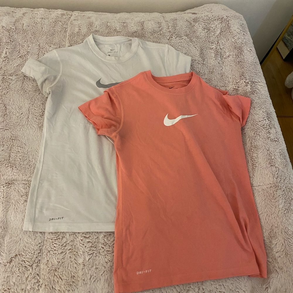 two pack pinks and white nike tops- large (girls sizing)